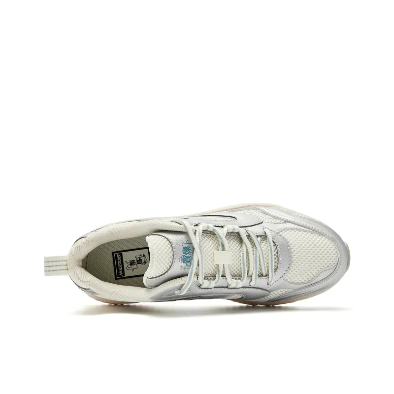 QIAODAN Slip Resistant, Abrasion Resistant, Lightweight Low Top Casual Shoes Women's White Silver Green-3
