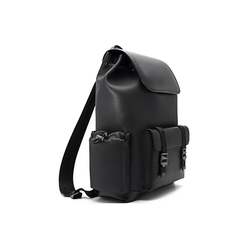 PEDRO Synthetic Material Patchwork Fabric Backpack Tubas Men's Black/Composite Color-2