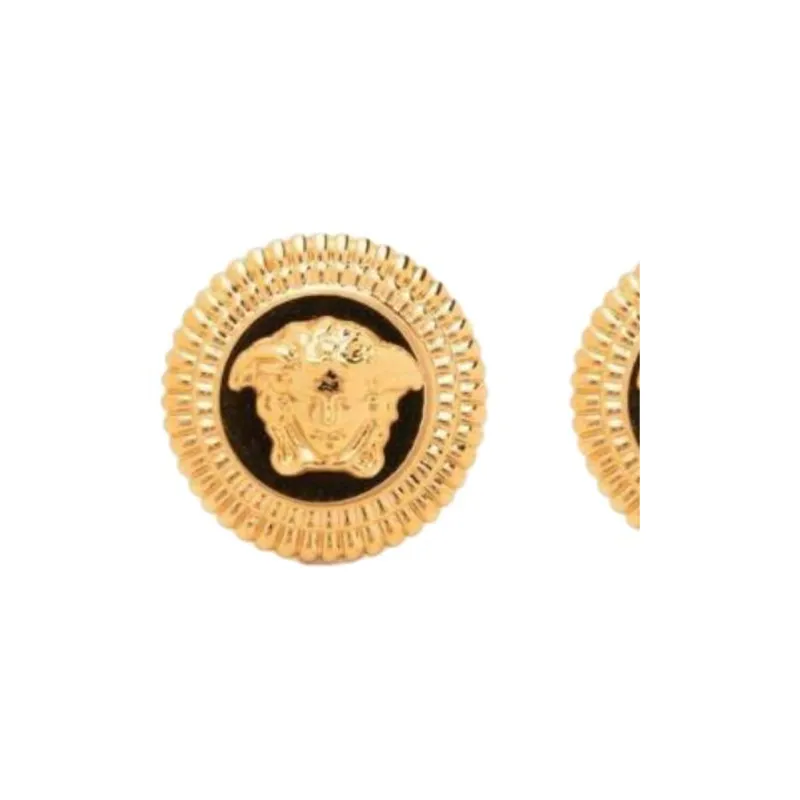 VERSACE Brass Stud Earrings Unisex Gold-2