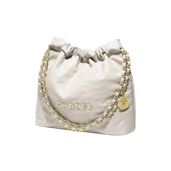 CHANEL 22Bag Cow Leather Hobo Bag Shoulder Bag Trumpets Women's White