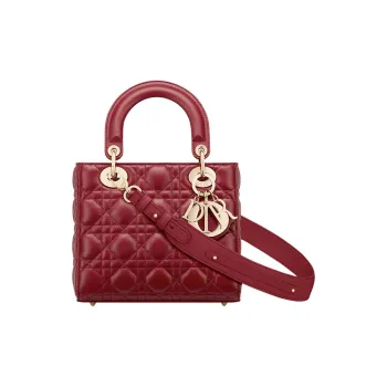 DIOR Lady Dior My ABCDior Lambskin Handbag Trumpets Women's Cherry Red