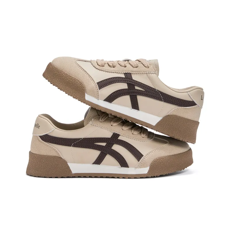 La Chapelle Wear-Resistant Slip-Resistant Low-Top Casual Shoes Women's Beige Brown-4