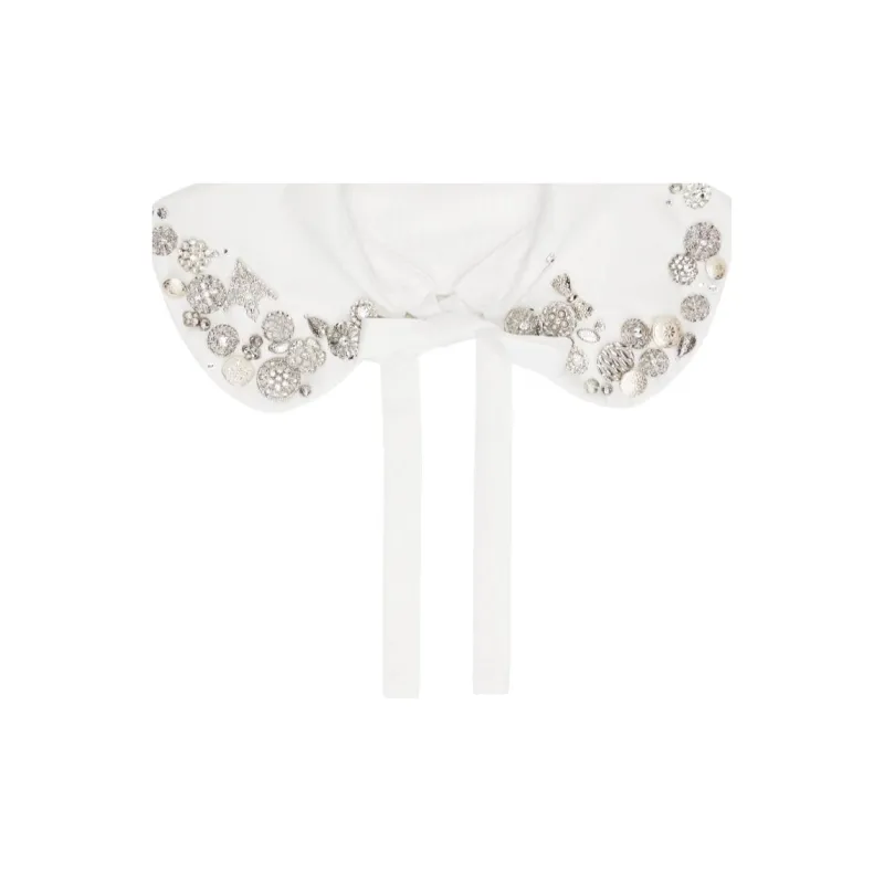 CDG Polyester, Crystal, Faux Pearl Shawls Women's White-2