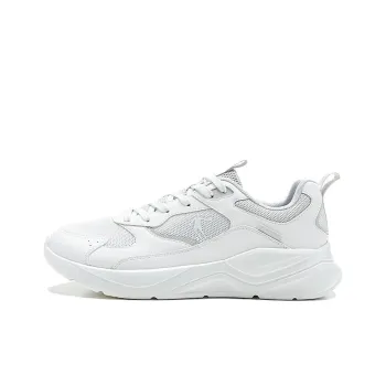 QIAODAN Slip Resistant, Breathable, Lightweight Low Top Casual Shoes Men's Cloud Peak White With Light Gray