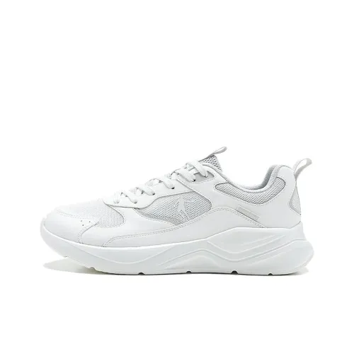 QIAODAN Slip Resistant, Breathable, Lightweight Low Top Casual Shoes Men's Cloud Peak White With Light Gray