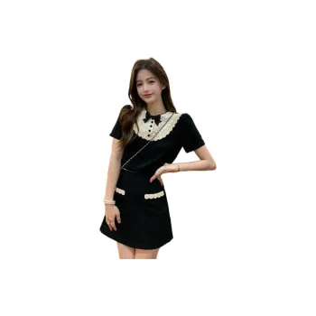XIANSINIAO Two Piece Skirt Sets Women's Black Skirt Clothing Sets