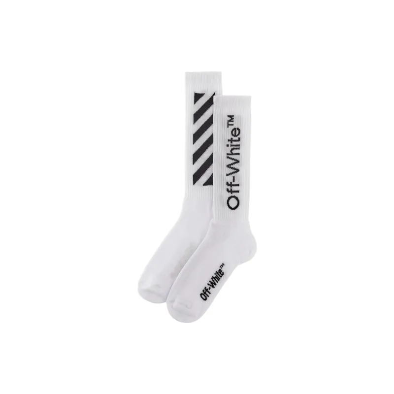 OFF WHITE Diag Helvetica Long Socks White/Black-0