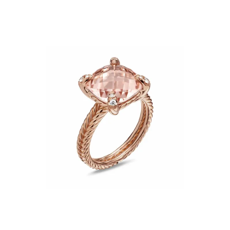 David Yurman 18kt Rose Gold Chatelaine Morganite And Diamond Ring 11mm-2
