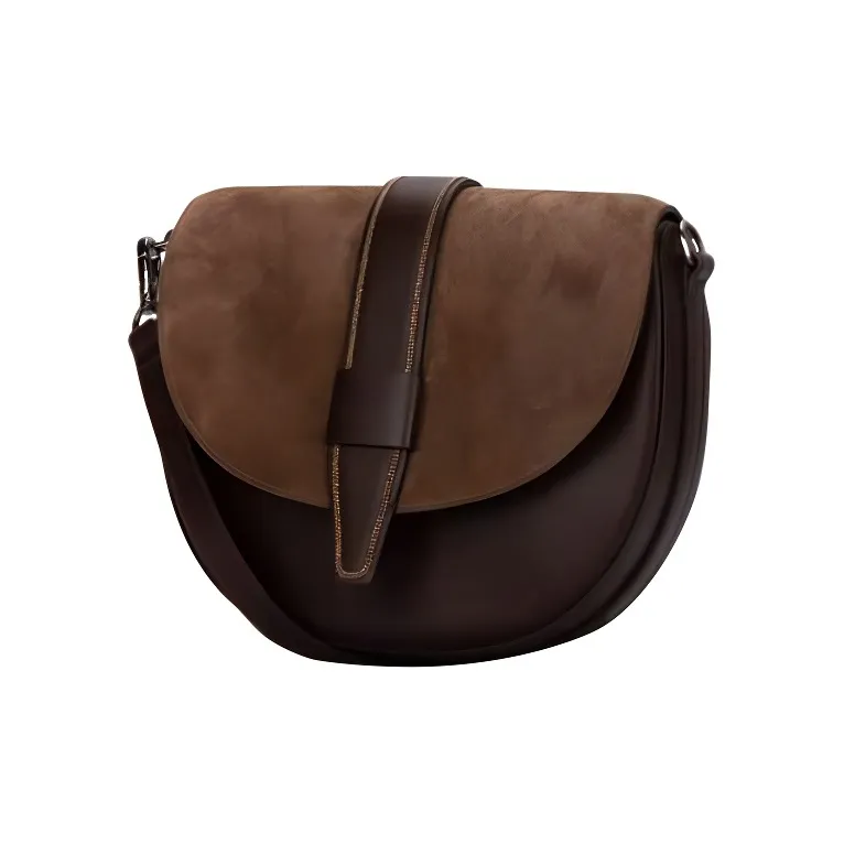 Brunello Cucinelli Leather Suede Bonded Shoulder Bag Crossbody Bag Women's Brown-1