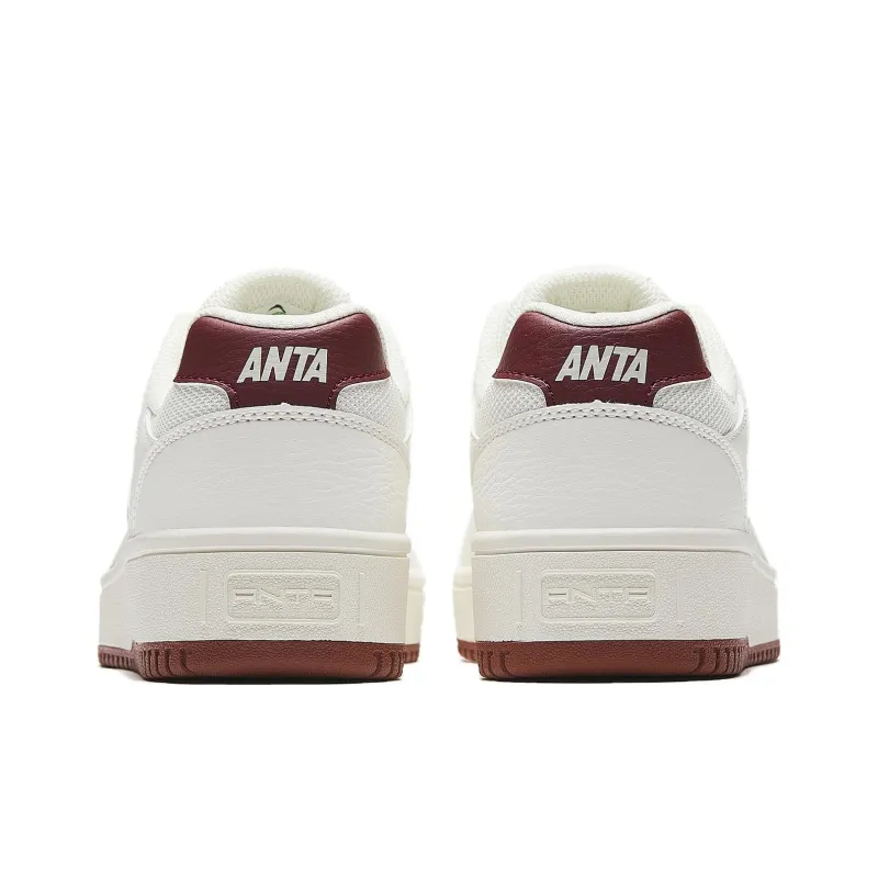 Anta Original Year Slip Resistant Height Increasing Low Top Skateboard Shoes Women's White Red-5