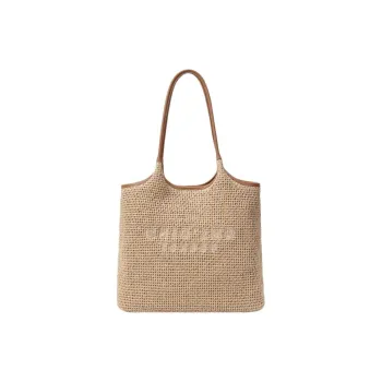 PAYOT Straw Woven Rhine Spring Break Tote Handbag, Shoulder Bag Regular Women's Khaki