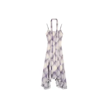 Manekniv Slip Dresses Women's Purple Plaid Dress With Ribbon