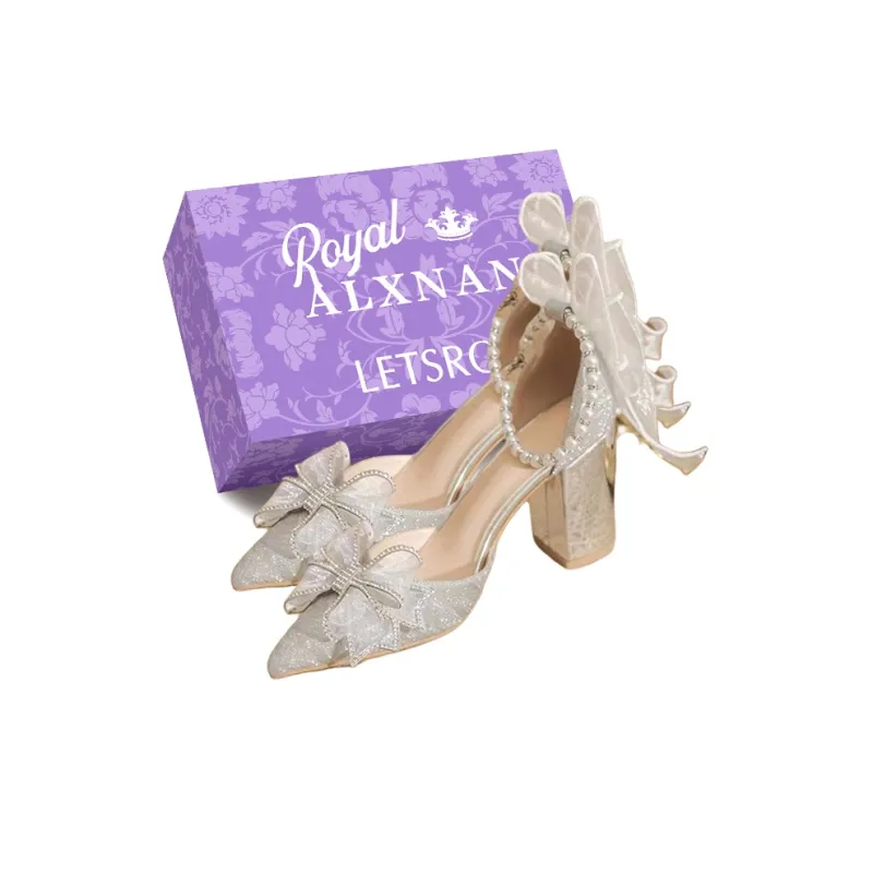 Alxnan Chunky Heel High Heels Women's Silver-0