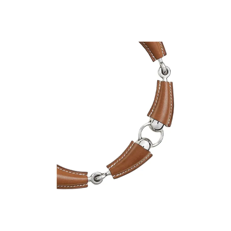 HERMES Leather Necklaces Women's Brown-2
