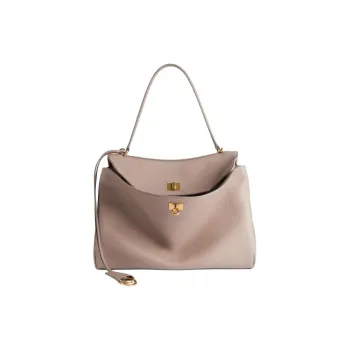 Balenciaga Rodeo Grain Calfskin One Shoulder Handbag Medium Size Women's Sesame
