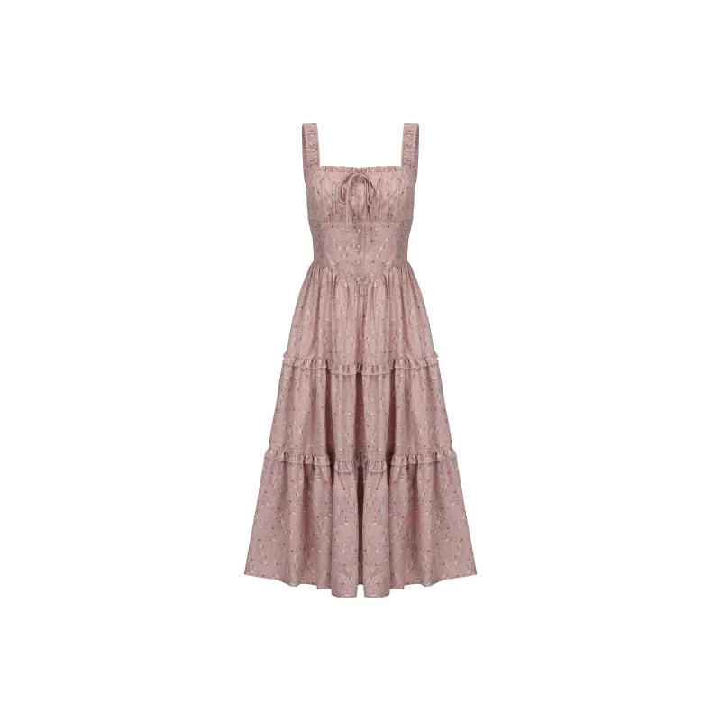 CHIWAWAMEME Slip Dresses Women's Peachy Pink Floral Long Skirt-0