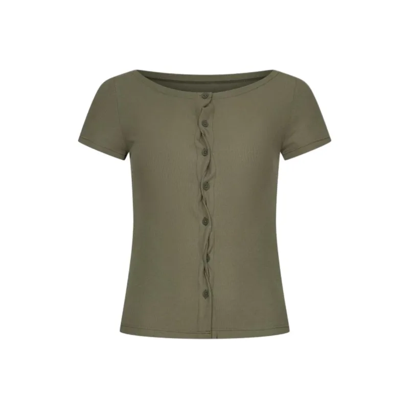 URBAN REVIVO T Shirts Women's Dark Brown Green-0