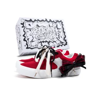 BOOM GUY POW Explosion Energy 100% Slip Resistant, Abrasion Resistant, Lightweight Low Top Skateboard Shoes Women's Red