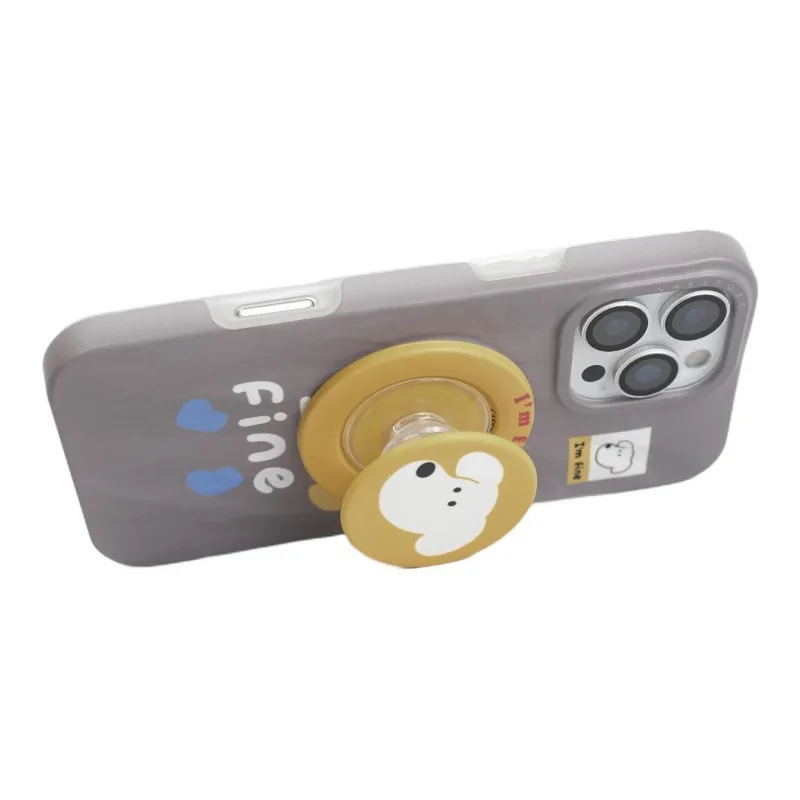 Sopi Acrylic Material Pleated Puppy Magnetic Stand Phone Cases Compatible With IPhone 16/15 Pro Max/Apple 13/14 Pro/Max-3