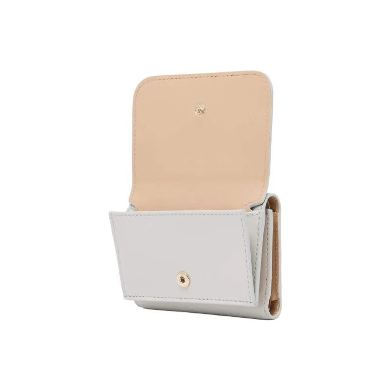 AMANI Cow Leather Trifold Wallet Mini Women's White-2