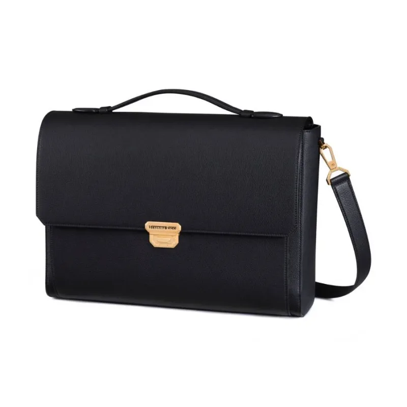STEFANO RICCI Calfskin Portable Briefcase Unisex Black-2