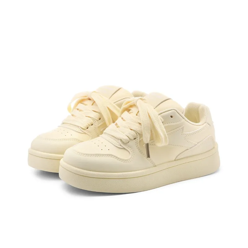 The New Age Family Low Top Skateboard Shoes Women's Yellow Cream-1