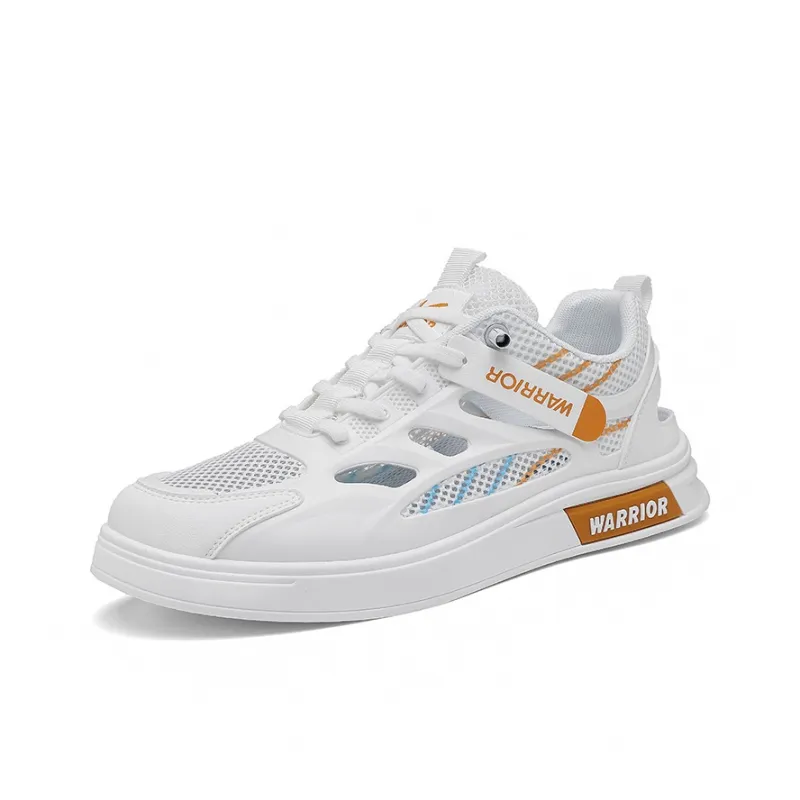 Warrior Wear resistant And Lightweight Low Top Skateboard Shoes Men's White Orange-1