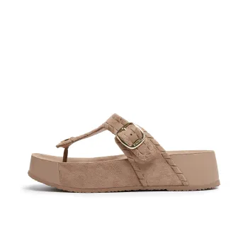 Staccato Rubber Sole Flip Flops Women's Milk Tea Apricot