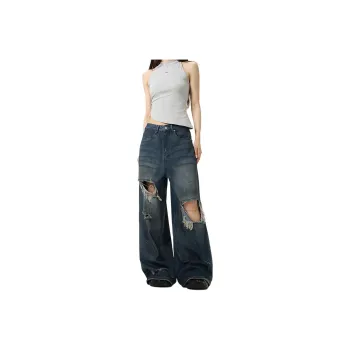 NEVER RULE Jeans Unisex Vintage Blue