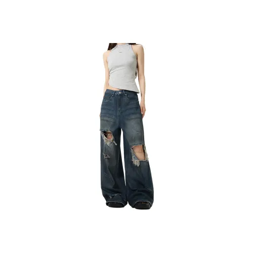 NEVER RULE Jeans Unisex Vintage Blue
