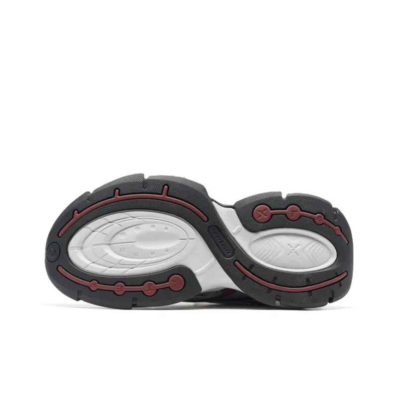 XTEP Basque 2 Abrasion Resistant Lightweight Height Increasing Low Top Casual Shoes Women's Silver Gray Red-5