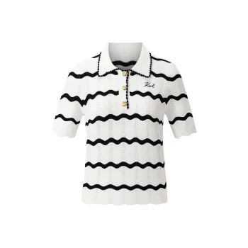 KARL LAGERFELD SS25 Polo Shirt Women's Black White
