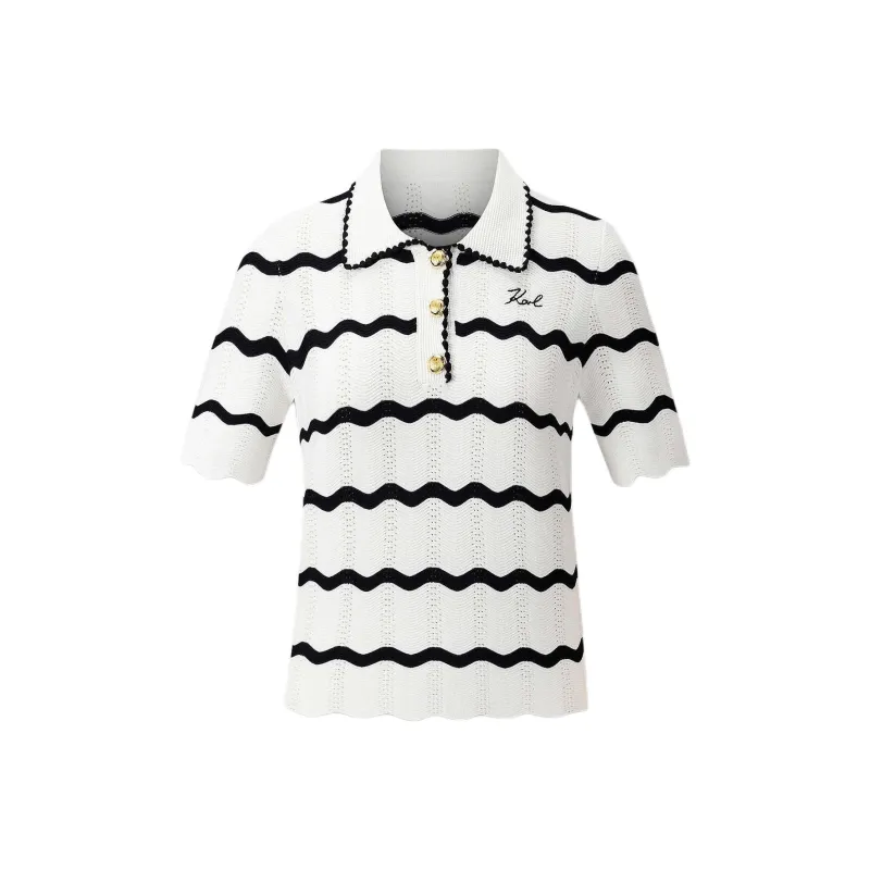 KARL LAGERFELD SS25 Polo Shirt Women's Black White-0