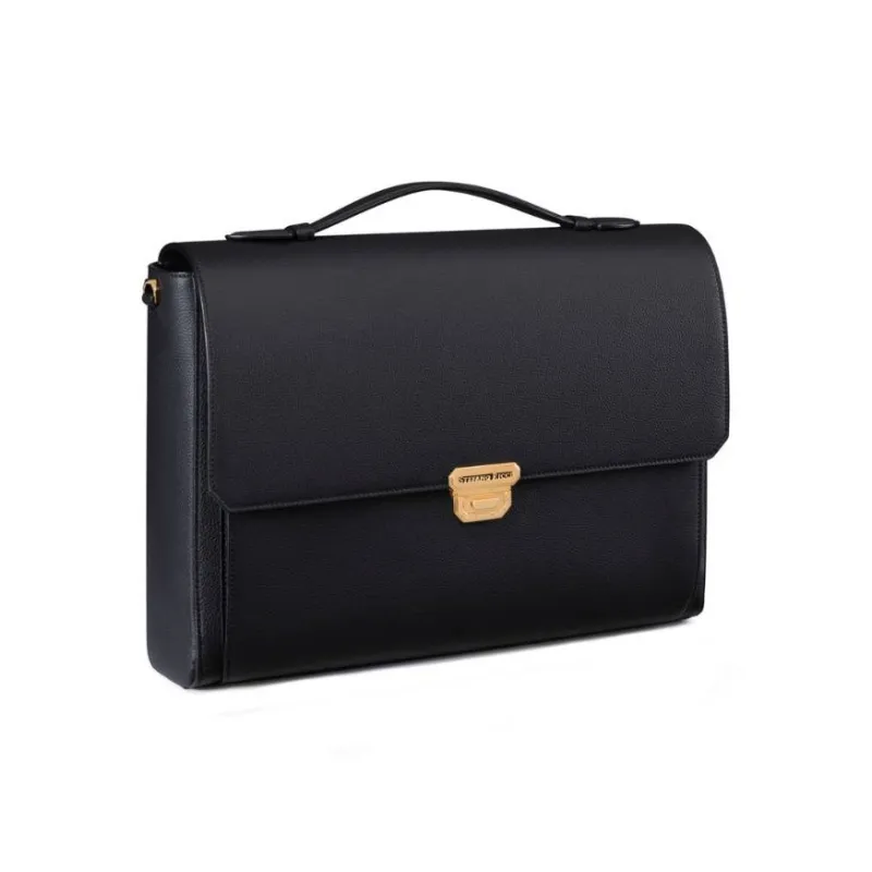 STEFANO RICCI Calfskin Portable Briefcase Unisex Black-1