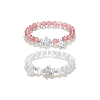 WINGSTOP Glass Cat Eye Jade Bracelets Unisex