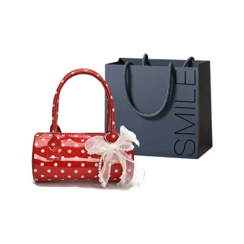SWIMADE PU Cylinder Bag, Crossbody Handbag Women's White/Red/Black