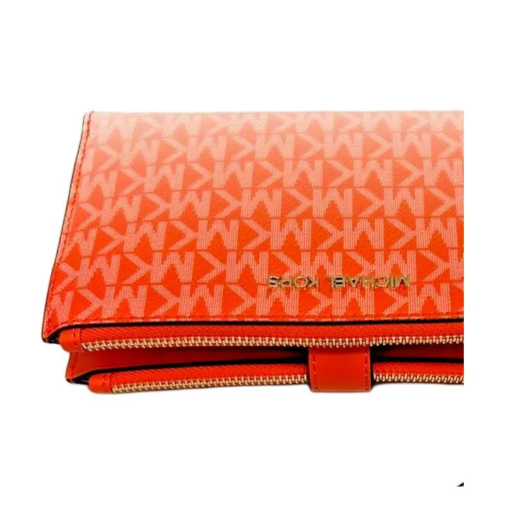 MICHAEL KORS Jet Set Coated Canvas Wallet Large Size Women's Enchanting Orange-3