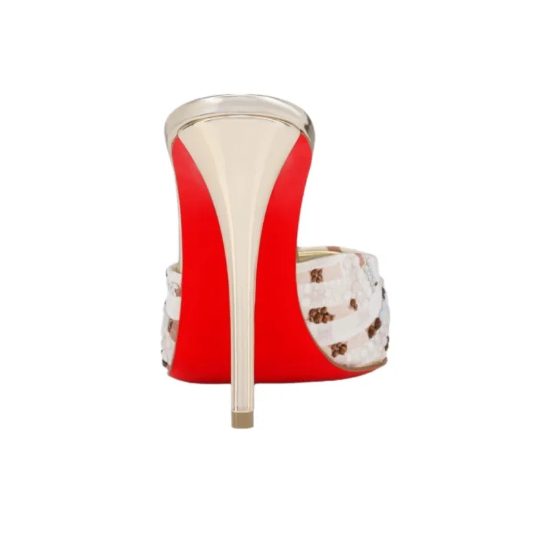 CL Slide Slippers 10cm Women's Milk White-3