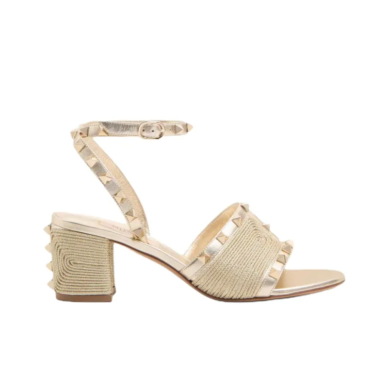 Valentino Rockstud One Strap Sandals 6cm Women's Platinum-1