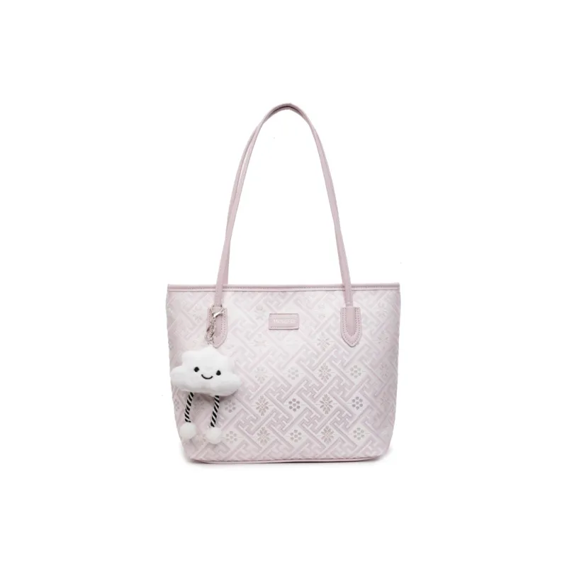 MingLu PU Tote Bag, Shopping Bag, Shoulder Bag Women's Ecru/Black/Elegant Purple-9