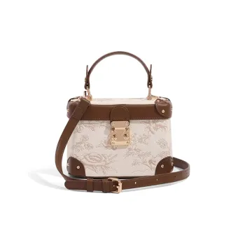 CLEVER& KETCH PU Box Bag Shoulder Bag Handbag Women's Brown/White