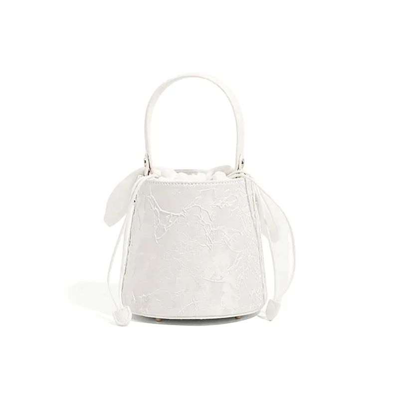 CLEVER& KETCH PU Bucket Bag, One Shoulder Handbag Women's White/Black-2