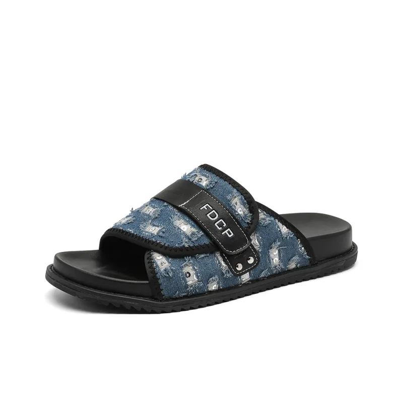 JIETEGONGYANG Slide Slippers Men's Blue-4