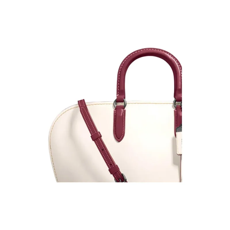 COACH Dakotah Cow Leather Handbag Crossbody Bag Women's Red White-2