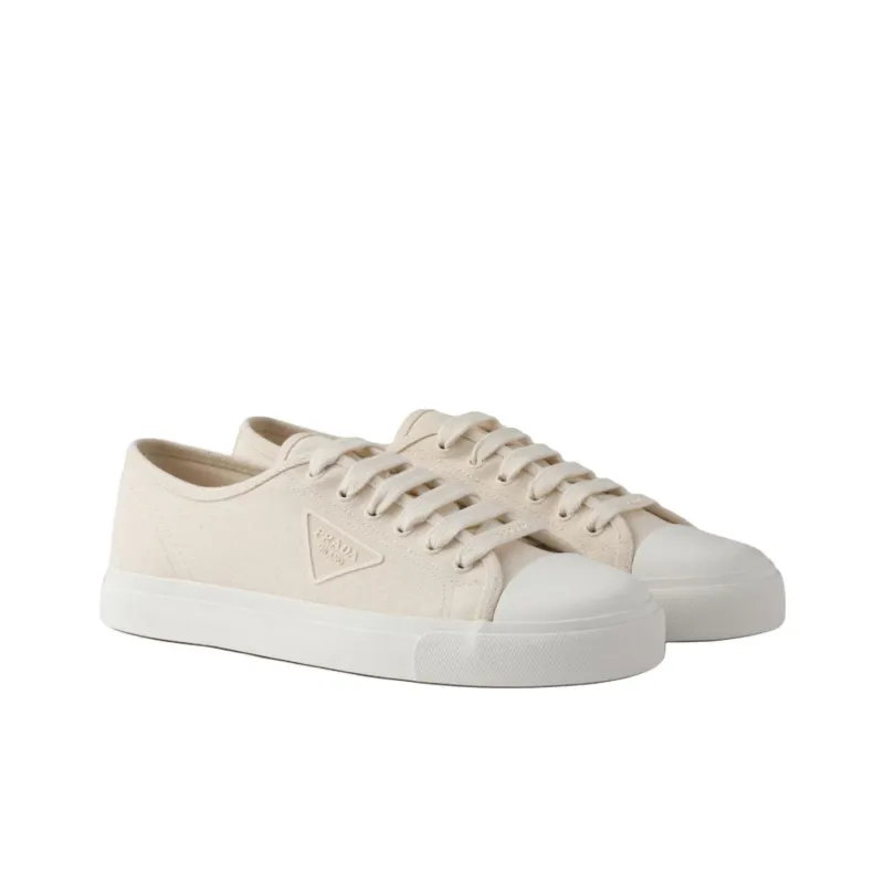 PRADA Low Top Canvas Shoes Men's White-2