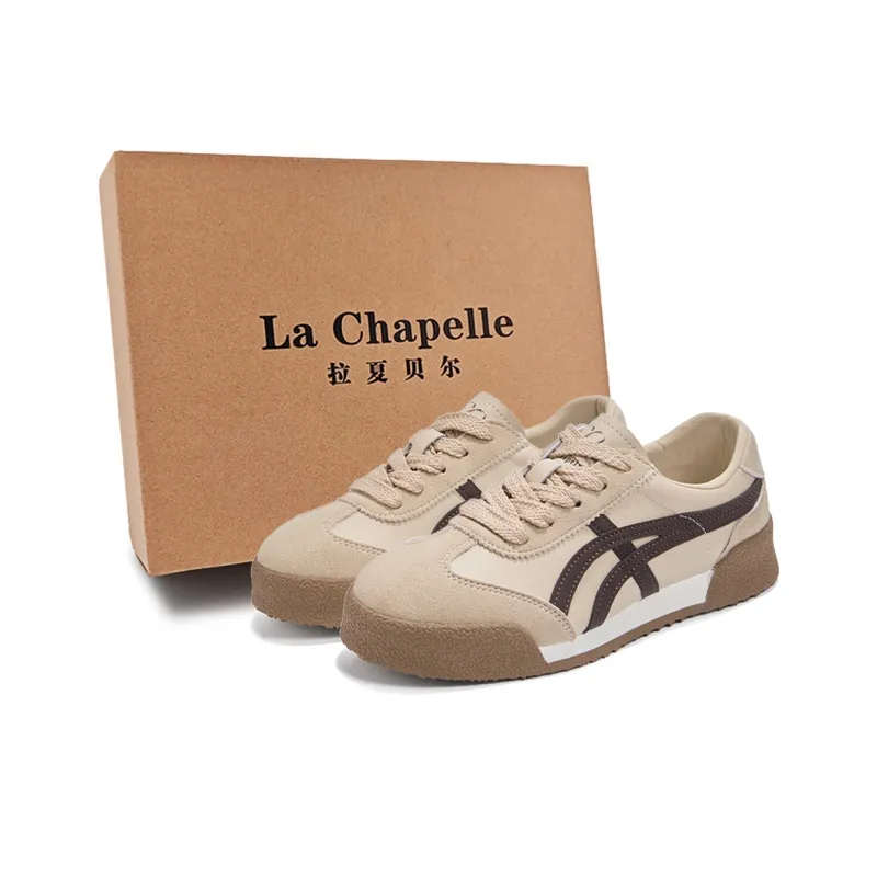 La Chapelle Wear-Resistant Slip-Resistant Low-Top Casual Shoes Women's Beige Brown-0