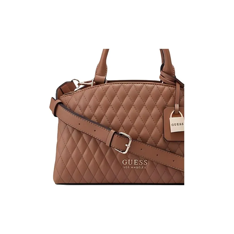 GUESS Quilting Cow Leather Shoulder Bag, Crossbody Bag, Handbag Regular Women's Camel-2