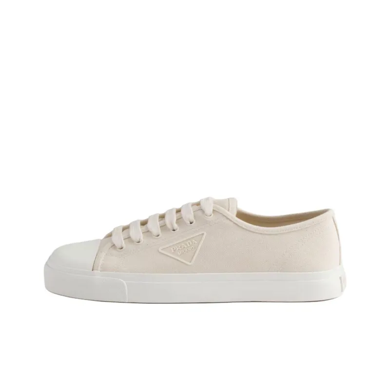 PRADA Low Top Canvas Shoes Men's White-0
