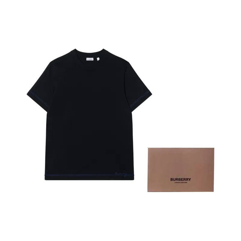 Burberry Logo Embroidered Crewneck T Shirt-3