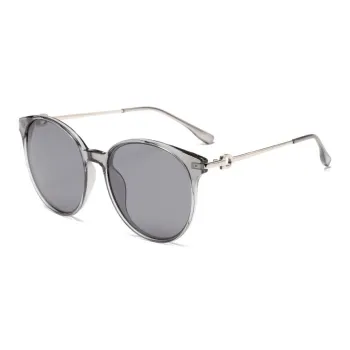 PRETTYALLUSION TR/Memory Plastic Metal Round Sunglasses Unisex